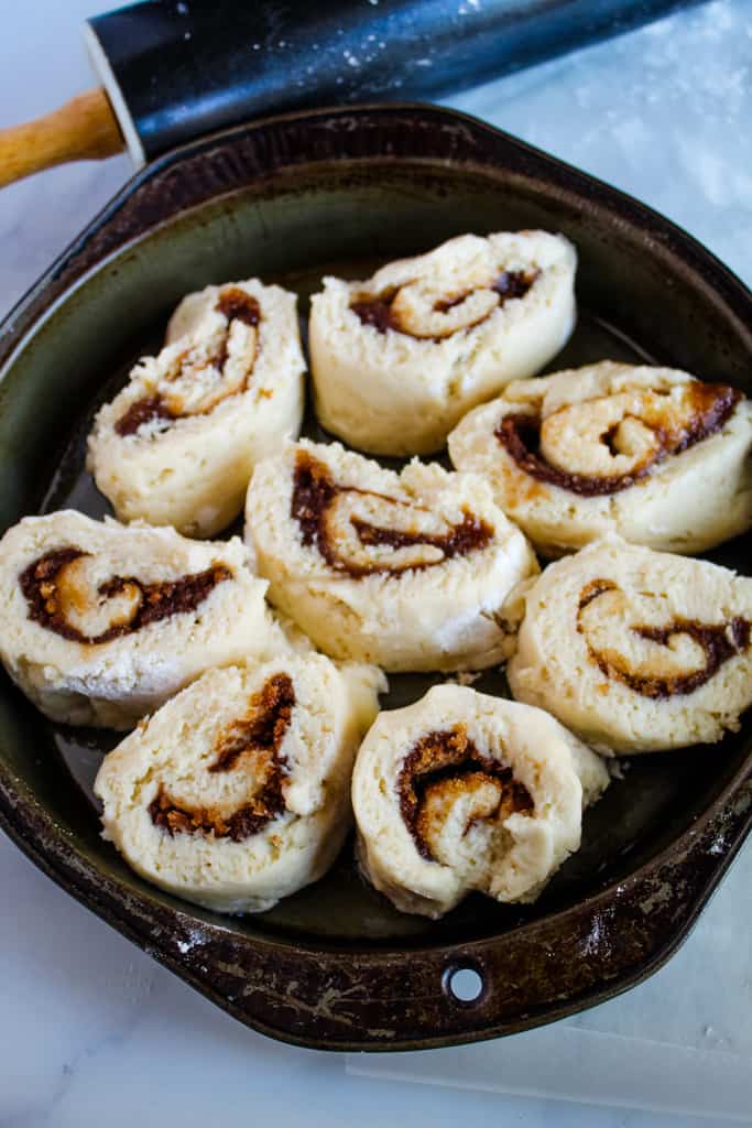gluten free cinnamon rolls before baking