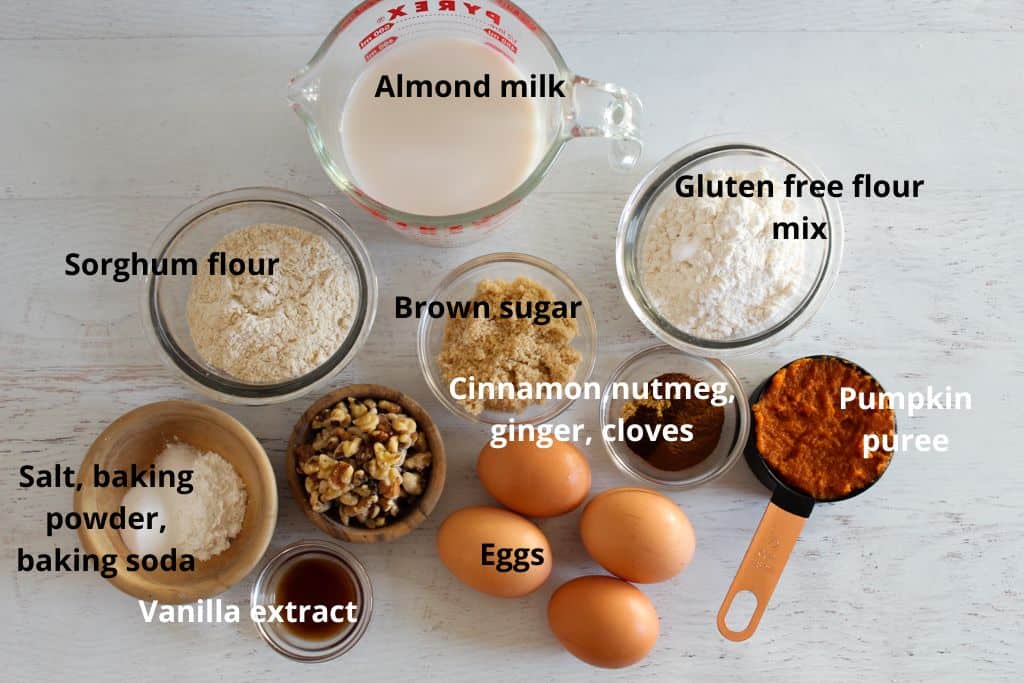 labeled ingredients on a countertop.