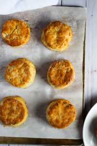 gluten free biscuits on a baking sheet