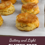 gluten free biscuits baked on a baking sheet.