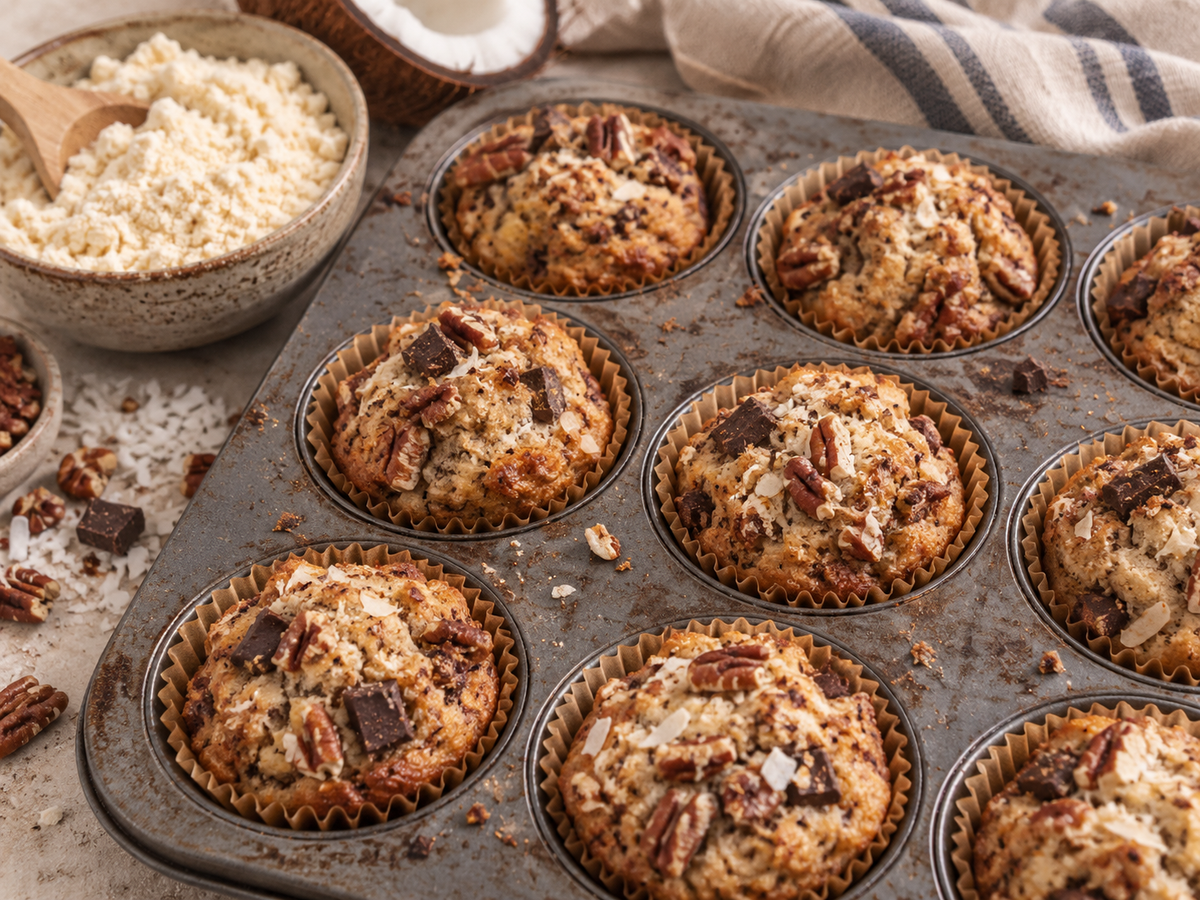 chunky monkey muffins with coconut flour