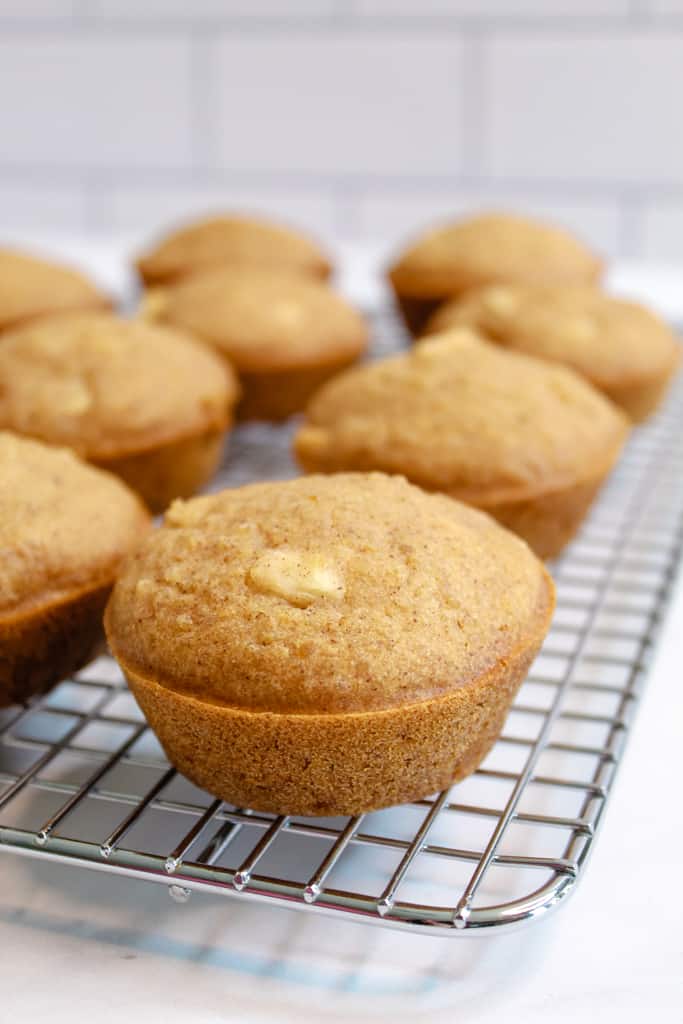 apple quinoa muffins baked on a wire rack