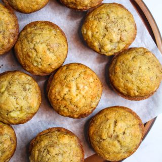 gluten free banana muffins served on a dish