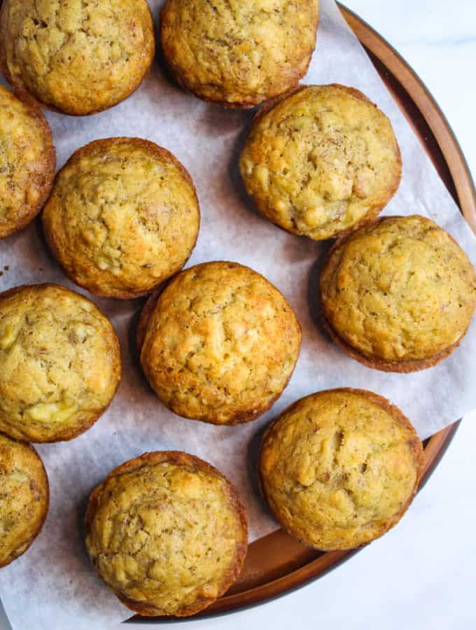 gluten free banana muffins served on a dish