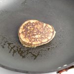 side shot of flipped pancake