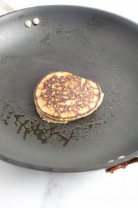 side shot of flipped pancake