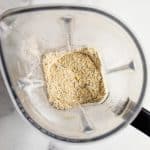 overhead shot of oats in a blender