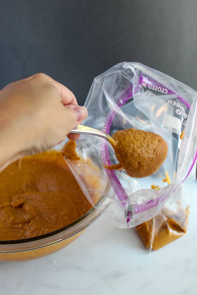 batter in a plastic bag