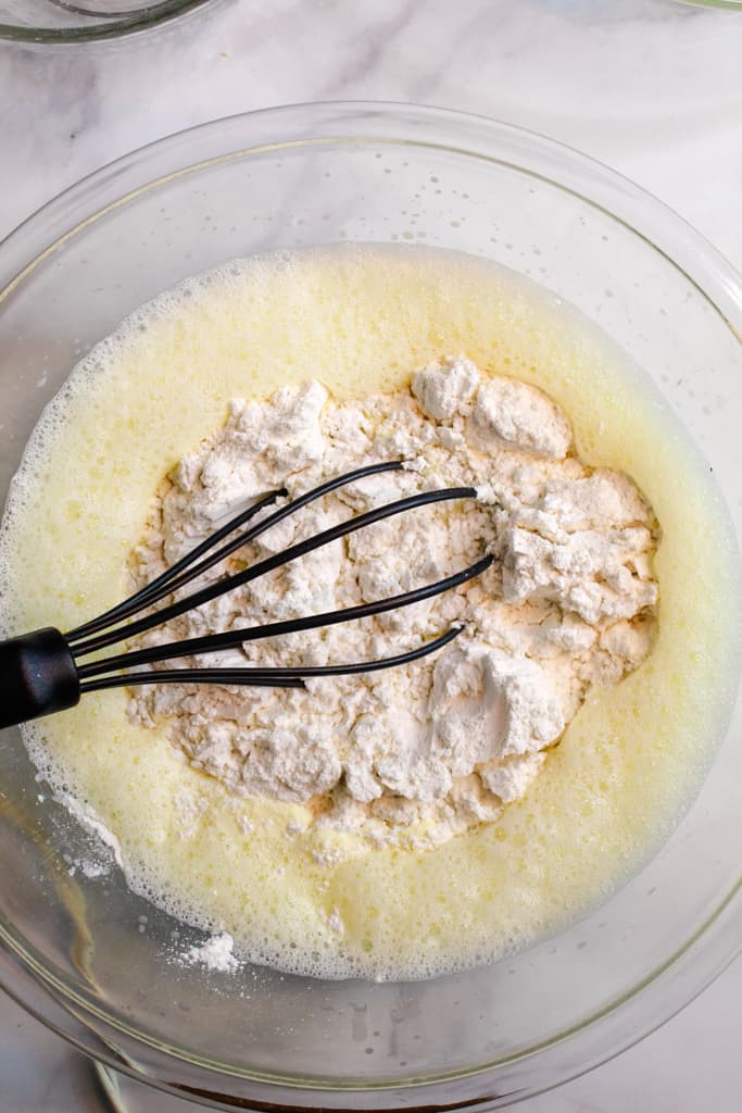 gluten free yeast free bread batter in a mixing bowl