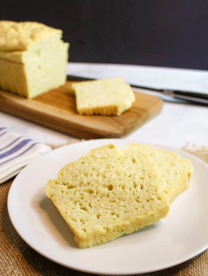 gluten free yeast free bread slices on a plate