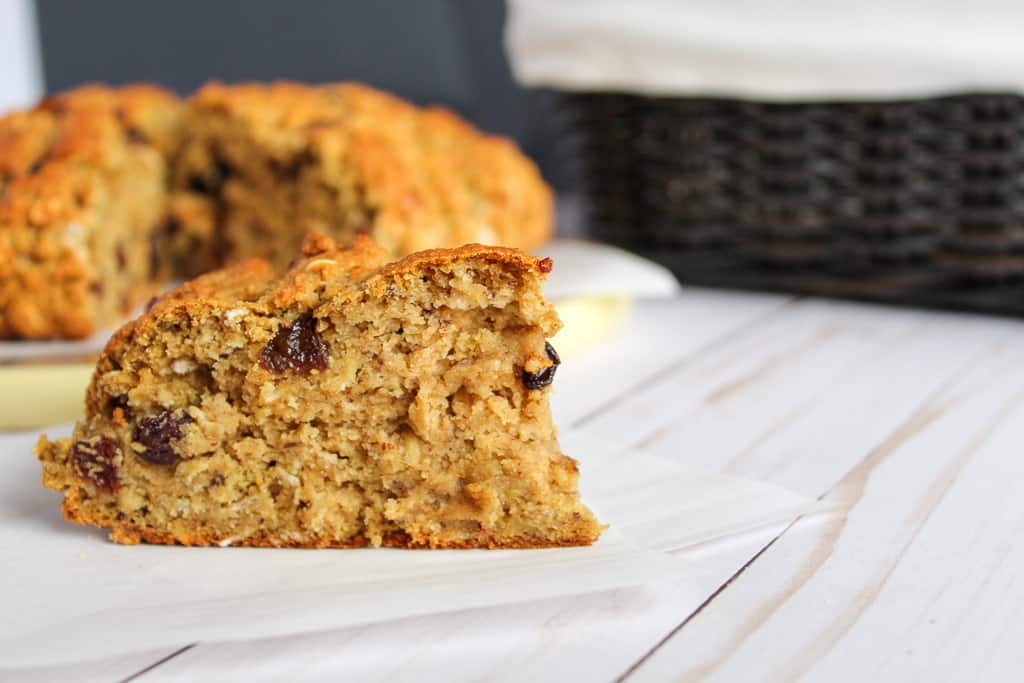 up close slice of gluten free irish soda bread