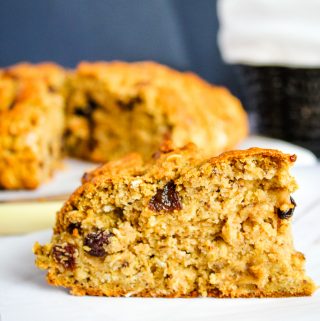 slice of gluten free irish soda bread on a white counter