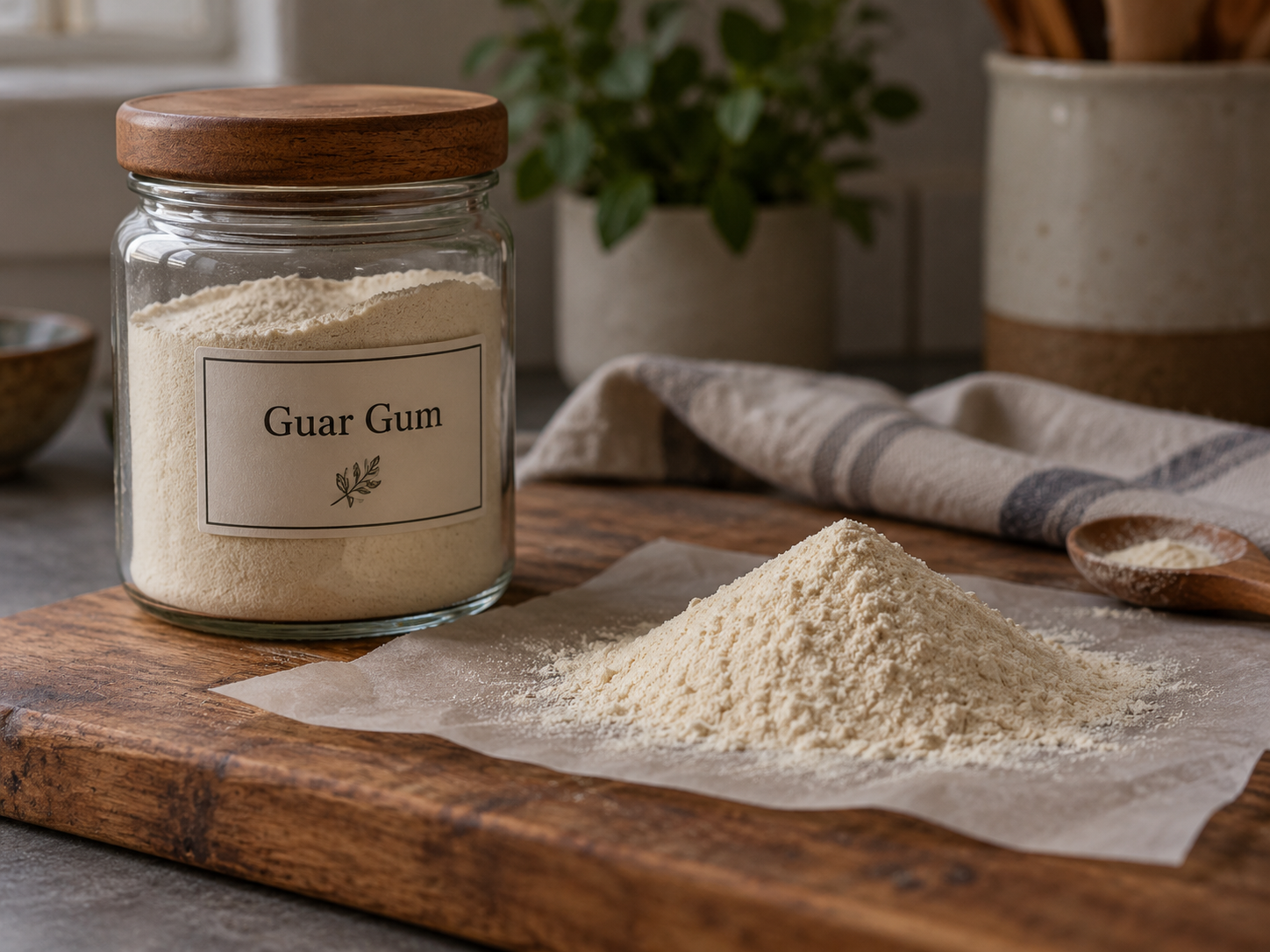 guar gum on a cutting board
