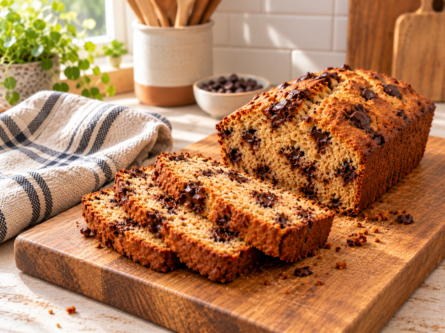 gluten free peanut butter bread with chocolate chips