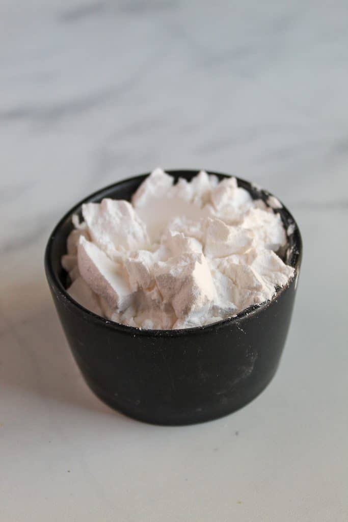 tapioca starch in a black bowl