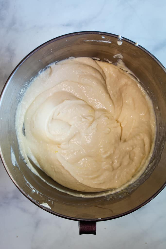 gluten free dairy free cheesecake filling in a mixing bowl