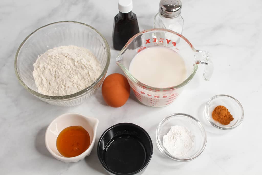 rice flour pancakes ingredients on a white counter