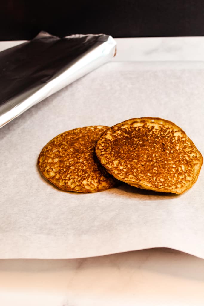 rice flour pancakes on a cookie sheet
