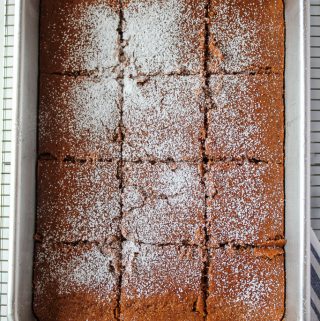 gluten free gingerbread in a baking pan