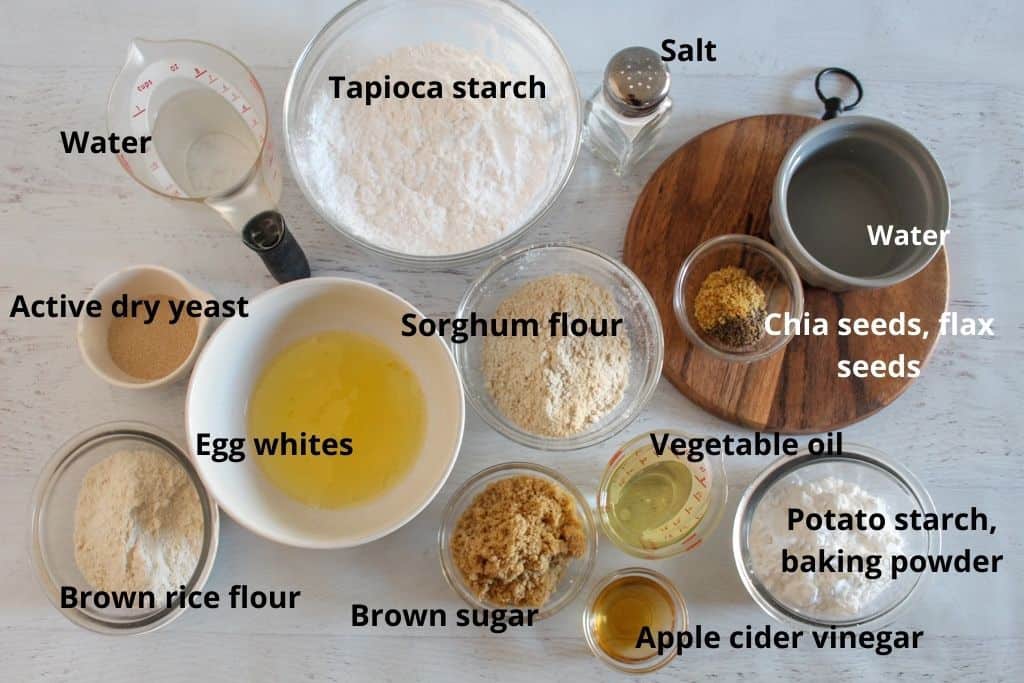 labeled ingredients on a countertop
