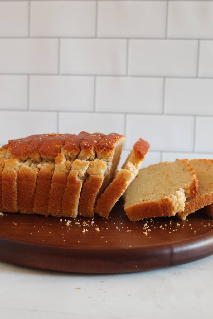 sliced loaf of bread on a cutting board