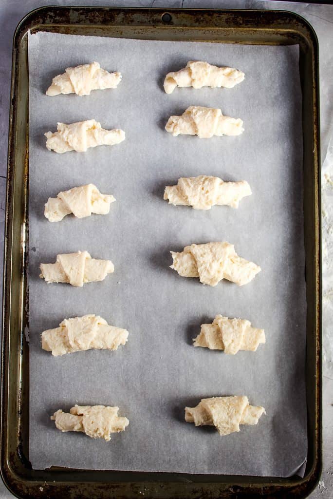 baking sheet of gluten free crescent rolls