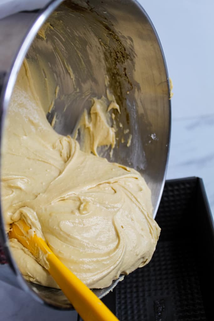 gluten free sandwich bread pouring into pan