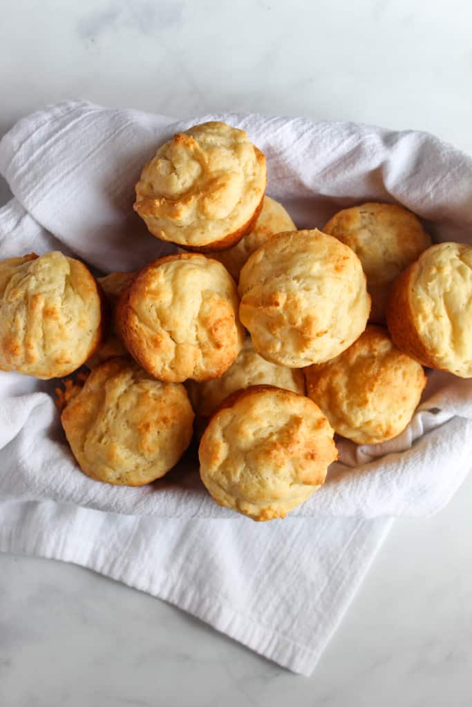 gluten free yeast rolls ready in under an hour in a basket