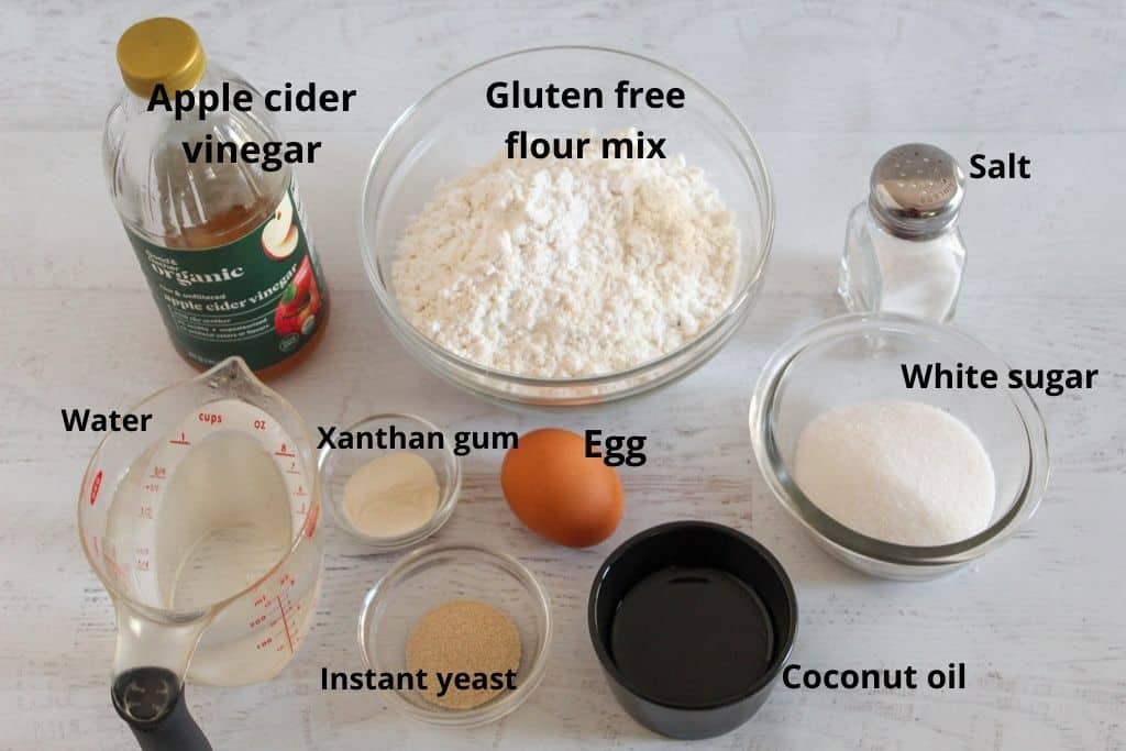 overhead shot of labeled ingredients on a counter
