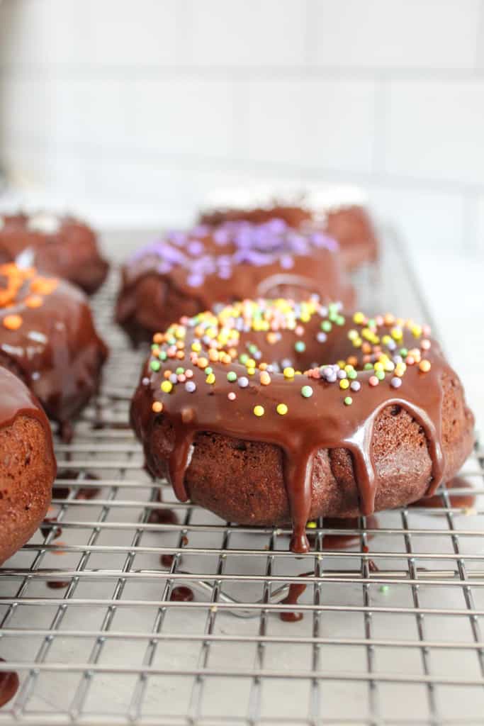 side shot of decorated donut