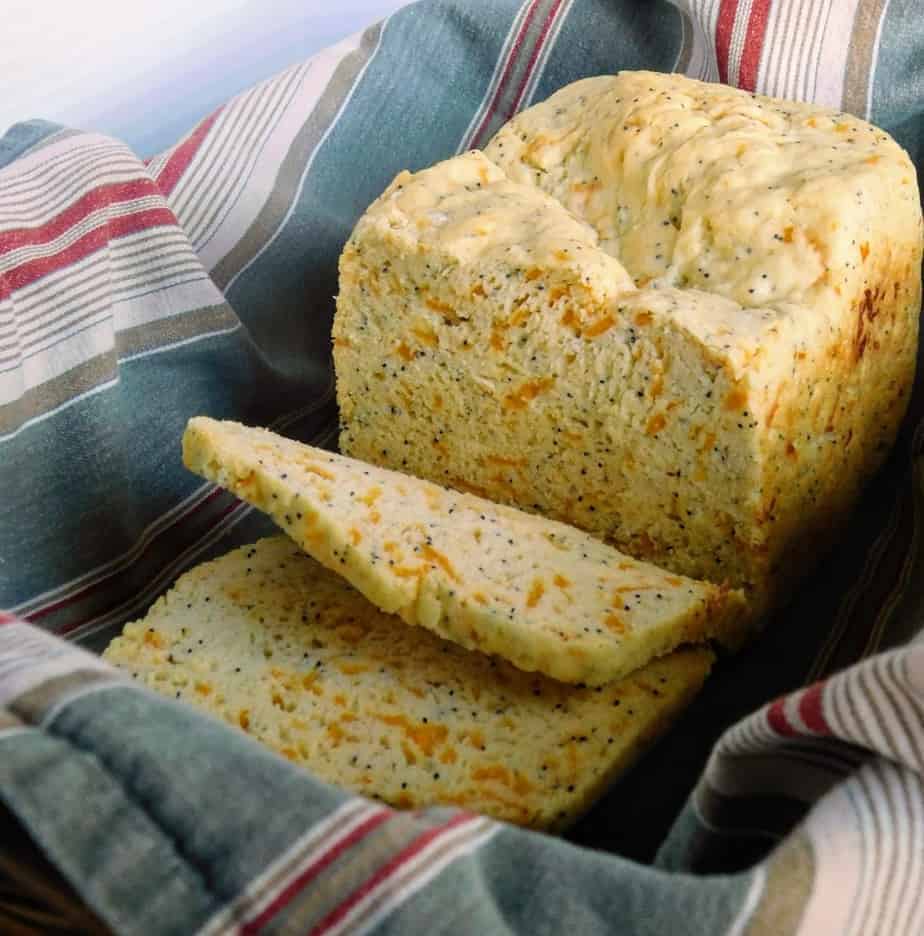 gluten free cheddar cheese bread loaf sliced