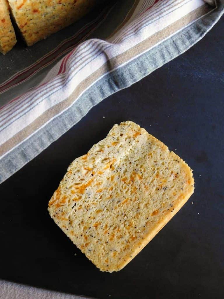 gluten free cheddar cheese bread slice