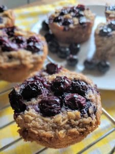 gluten free blueberry oatmeal muffins up close