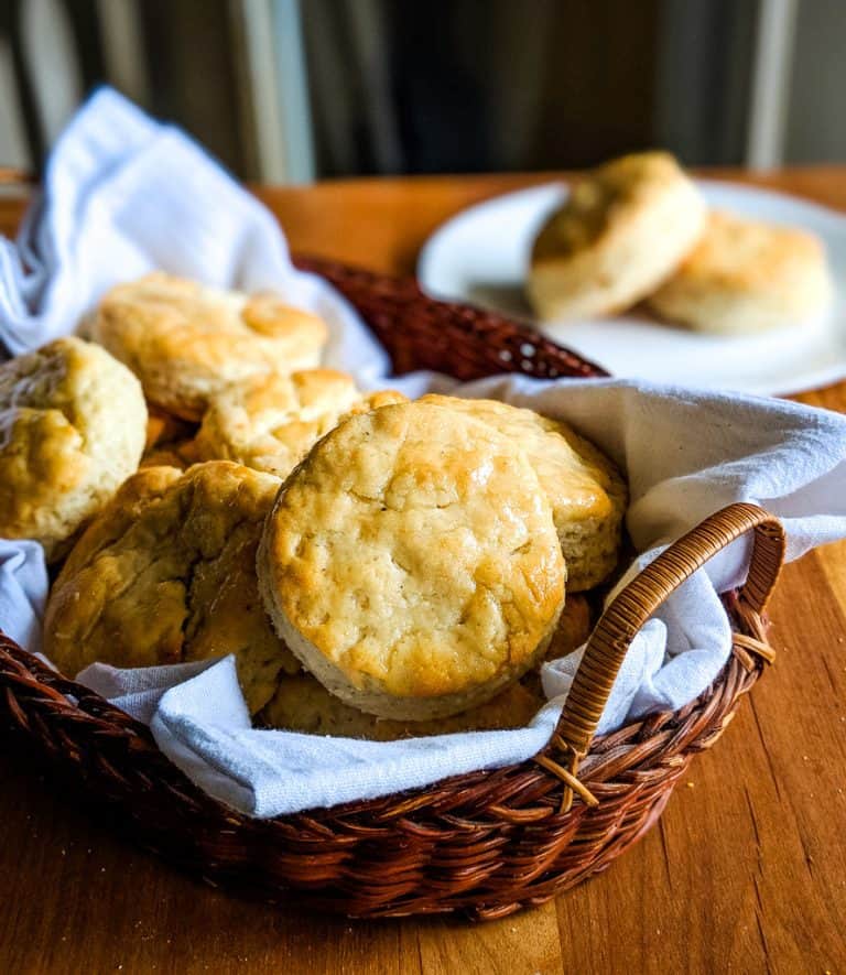 angel biscuits in a brown basket