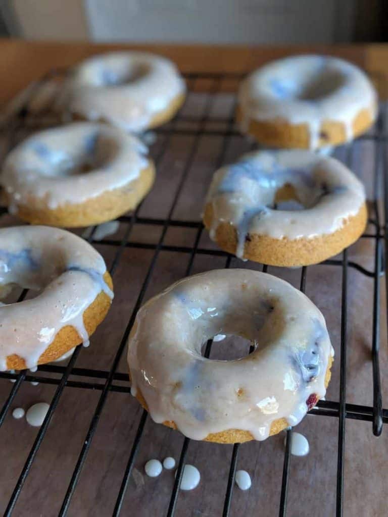 gluten free baked blueberry donuts glazed