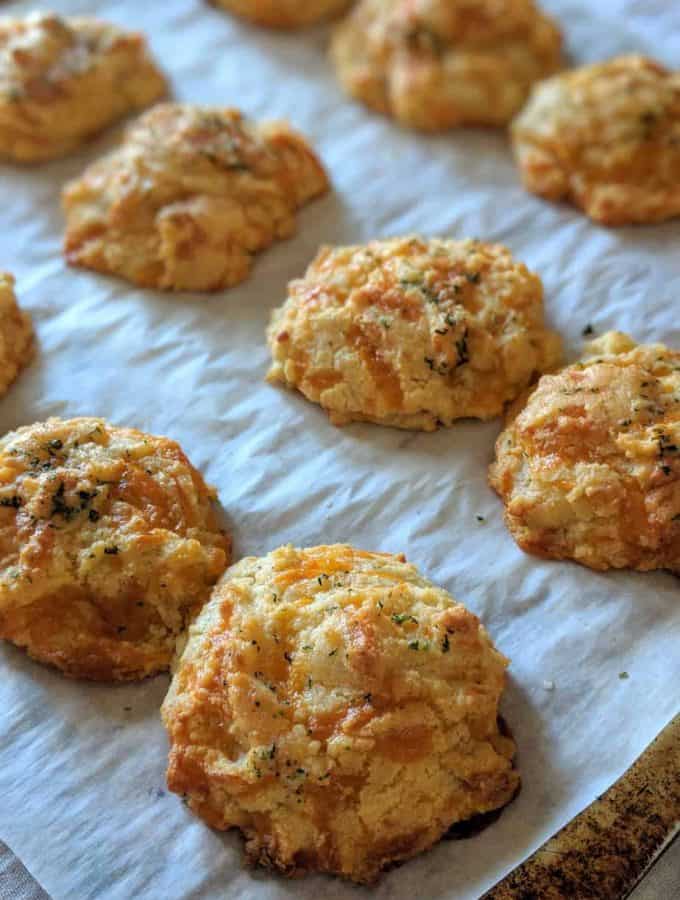 gluten free cheddar bay biscuits topped