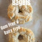 up close of 2 bagels on a cookie sheet