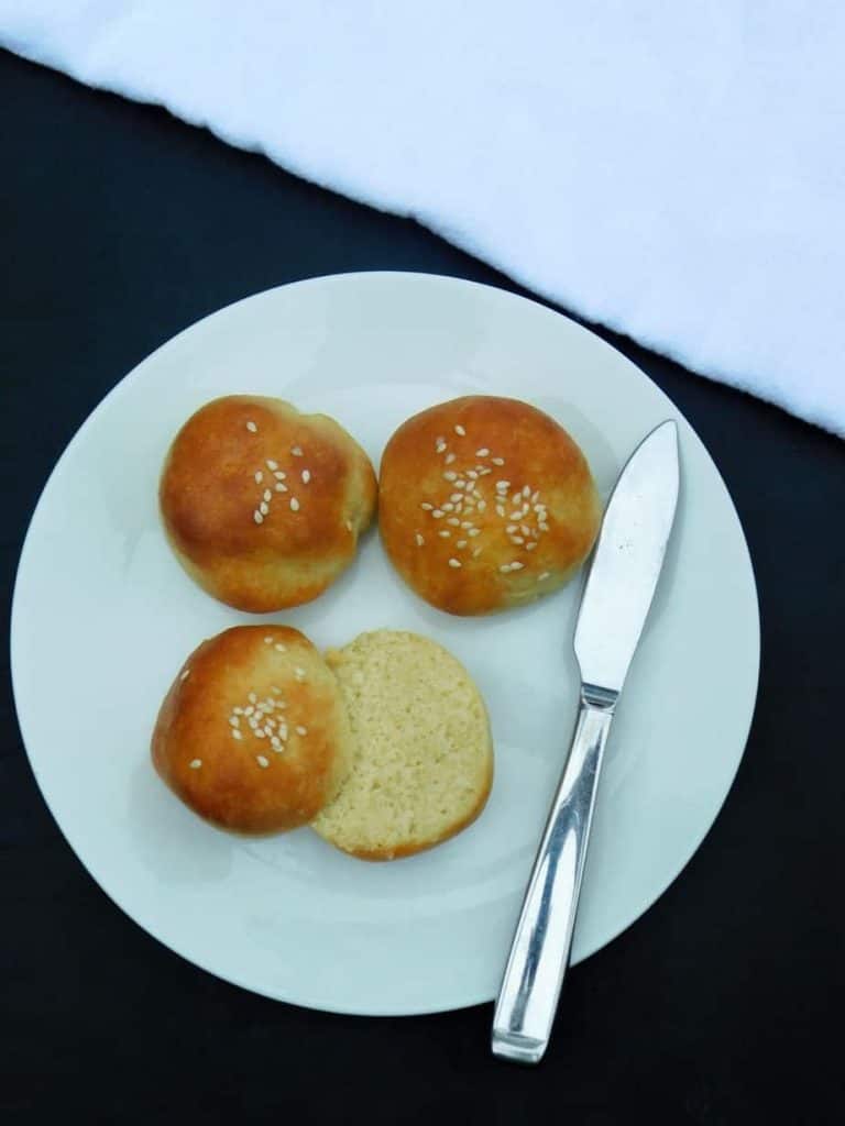 bite size gluten free rolls baked and sliced