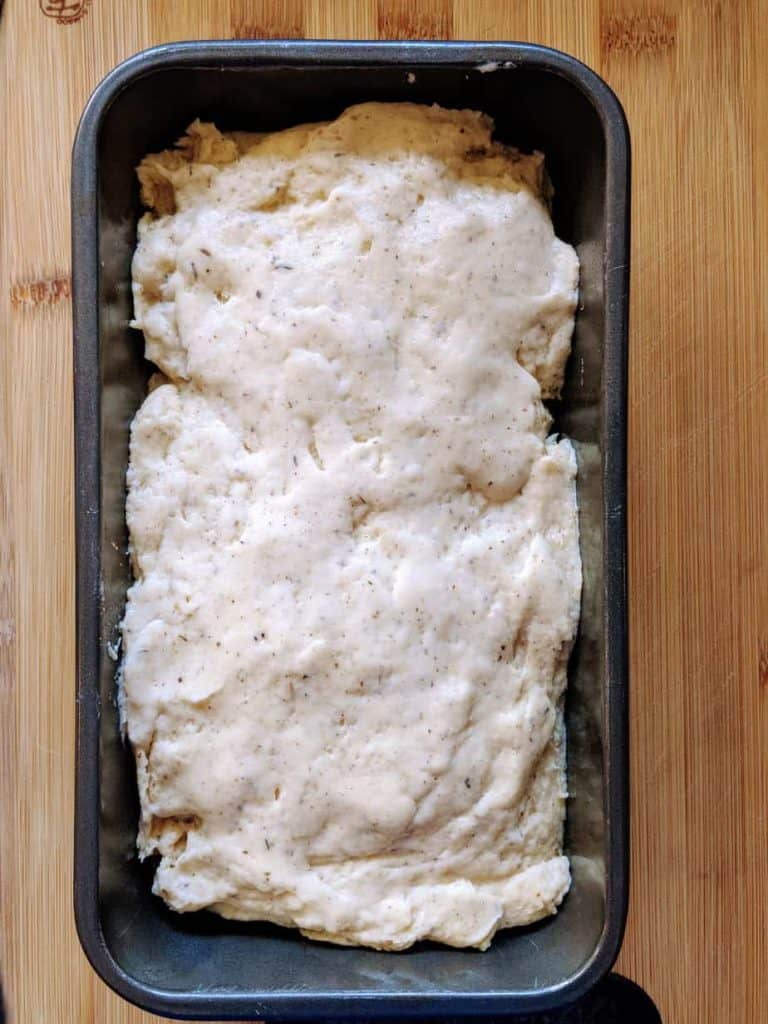 gluten free dairy free italian bread in pan