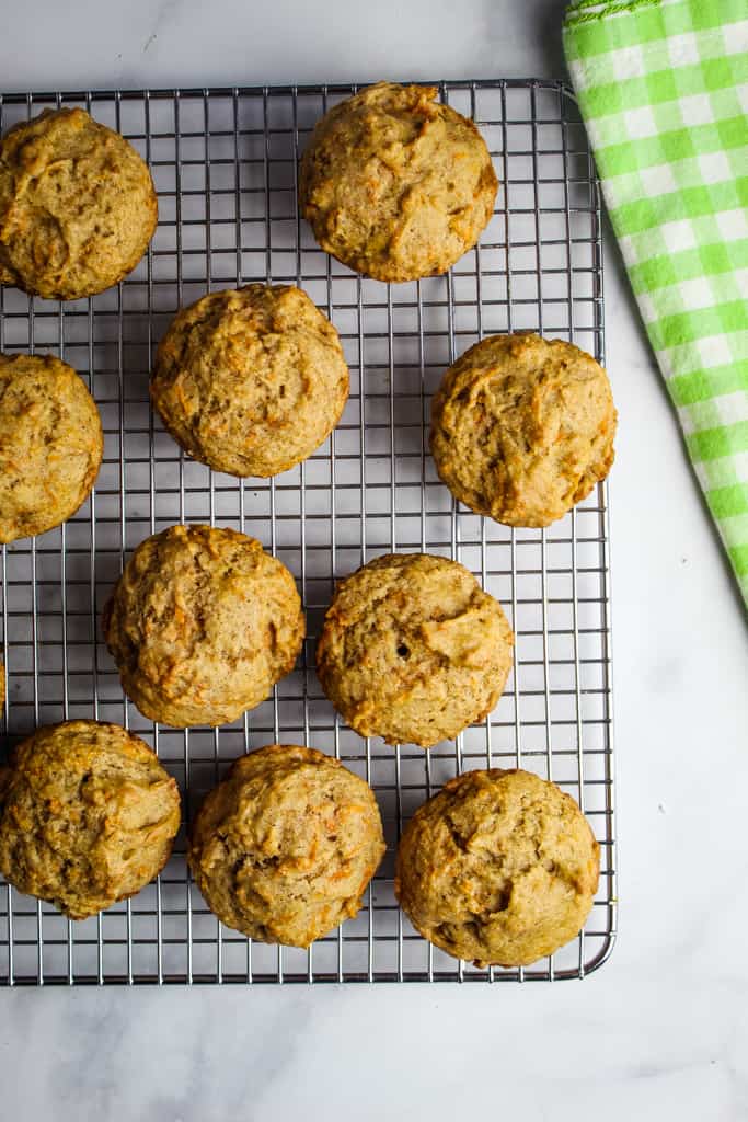 overhead shot of baked muffins