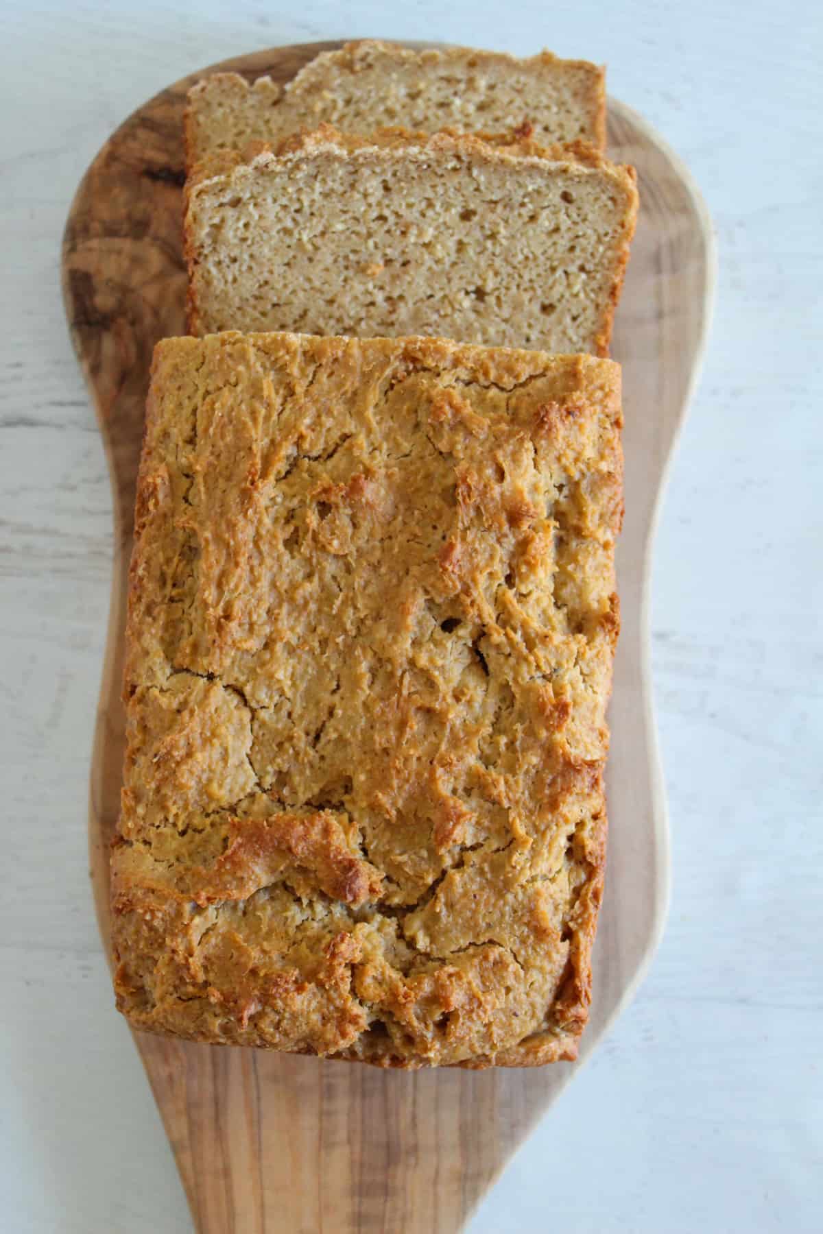 overhead shot of loaf of oat bread