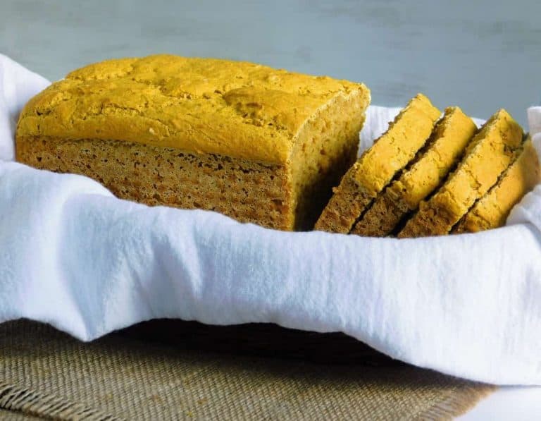 Gluten Free Pumpkin Yeast bread in basket