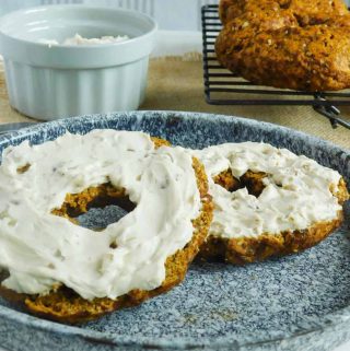 gluten free pumpkin bagels maple walnut cream cheese spread