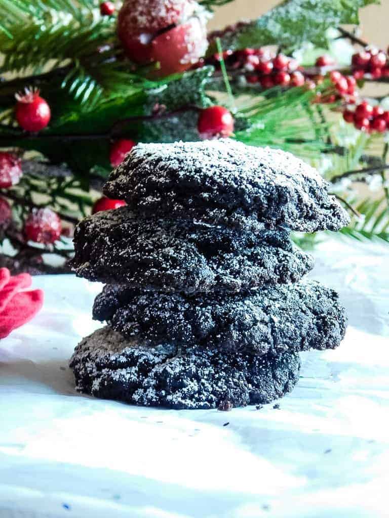 gluten free chocolate cookies stacked