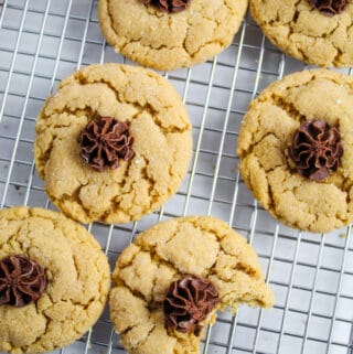 overhead shot of cookies on a rack