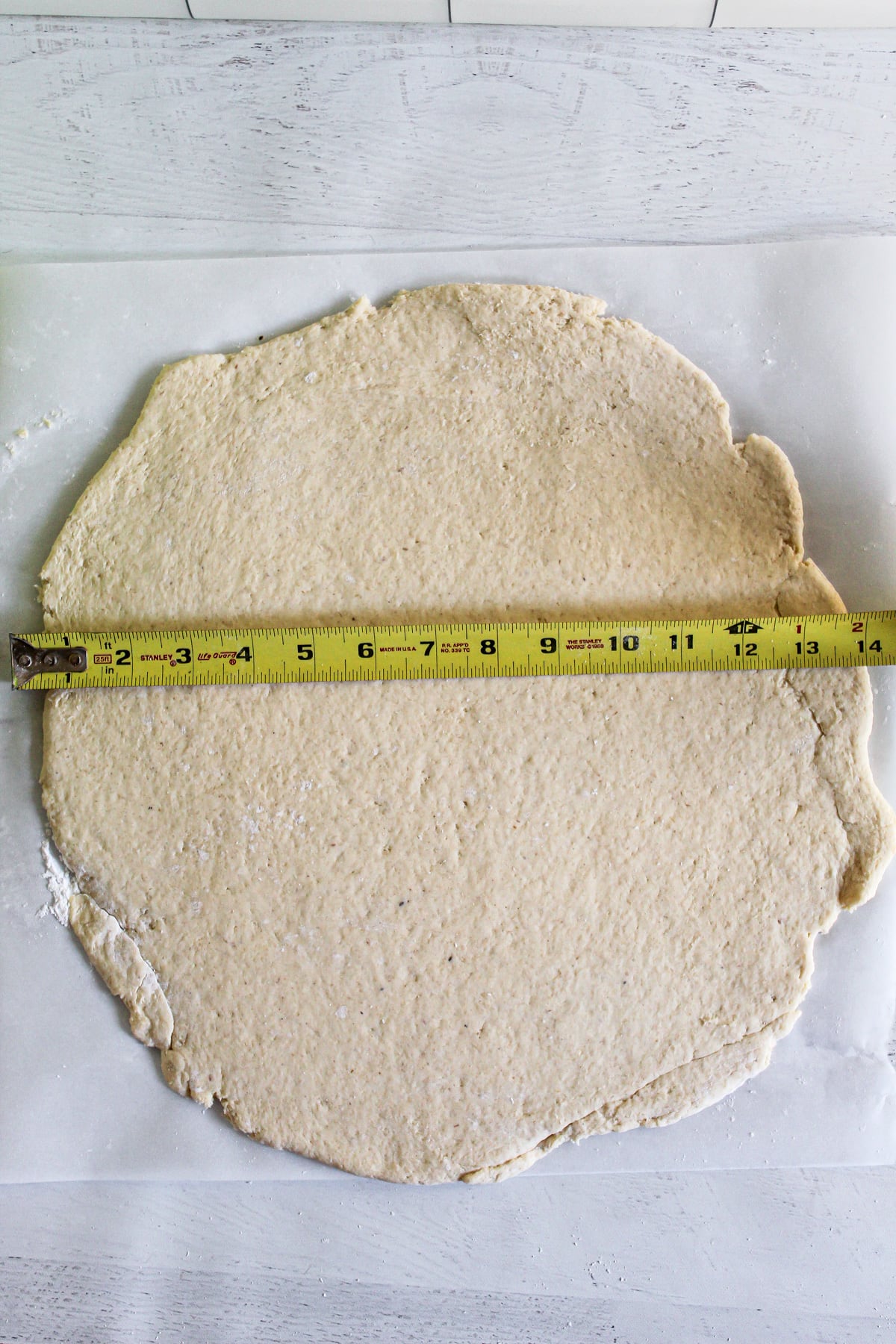 crescent roll dough rolled out on a surface