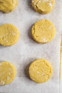 Almond Flour Biscuits cut out with a biscuit cutter