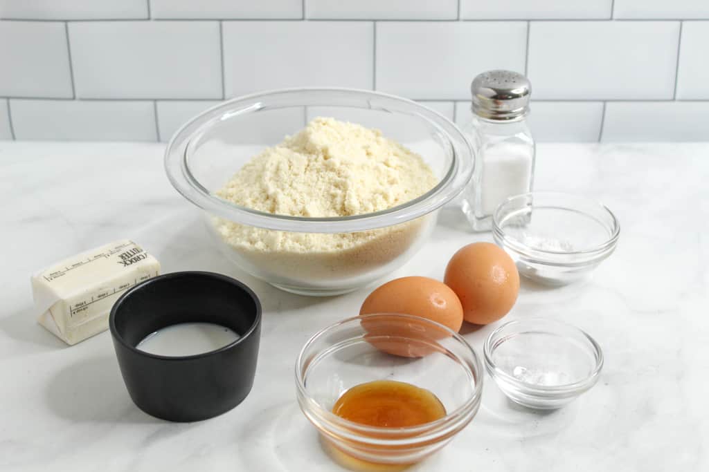 Almond Flour Biscuits ingredients on a countertop