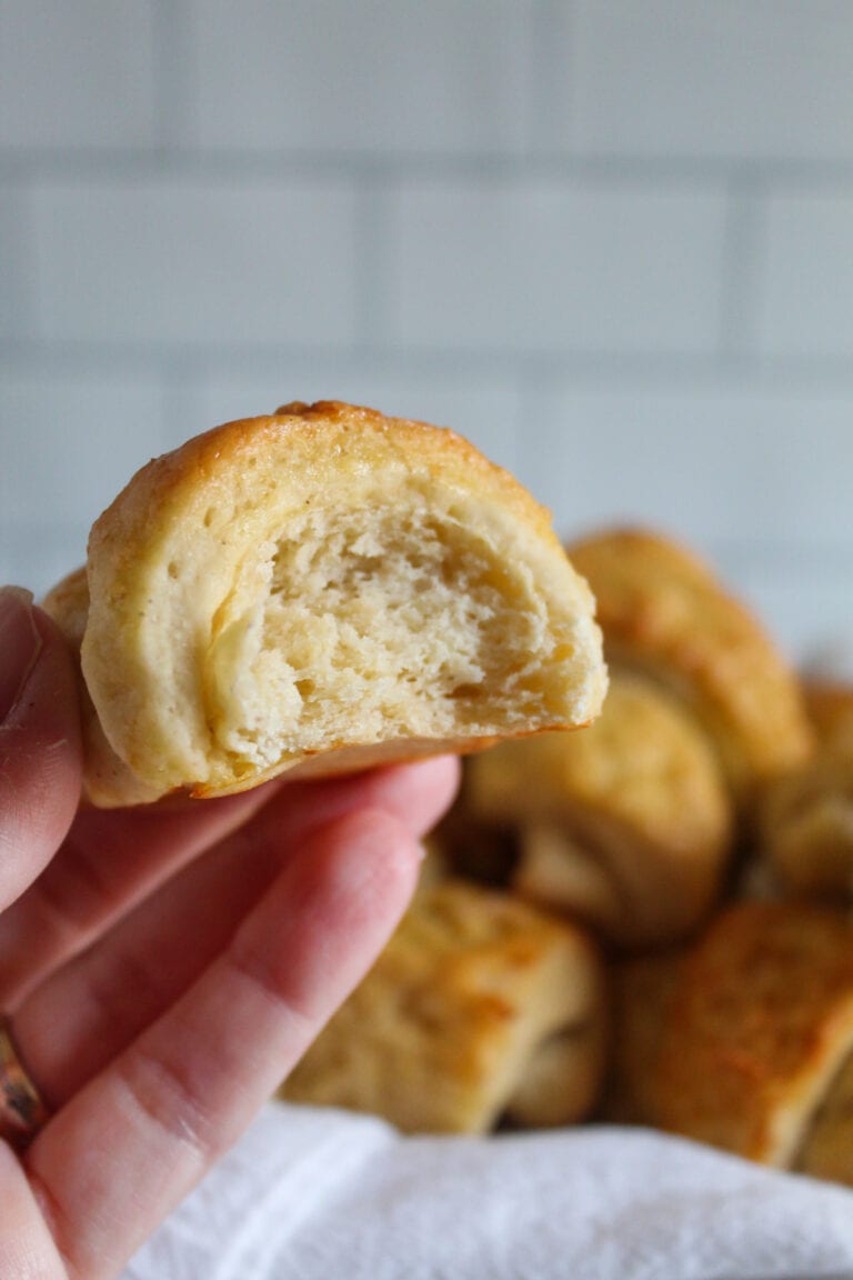 inside texture of a baked gluten free crescent roll