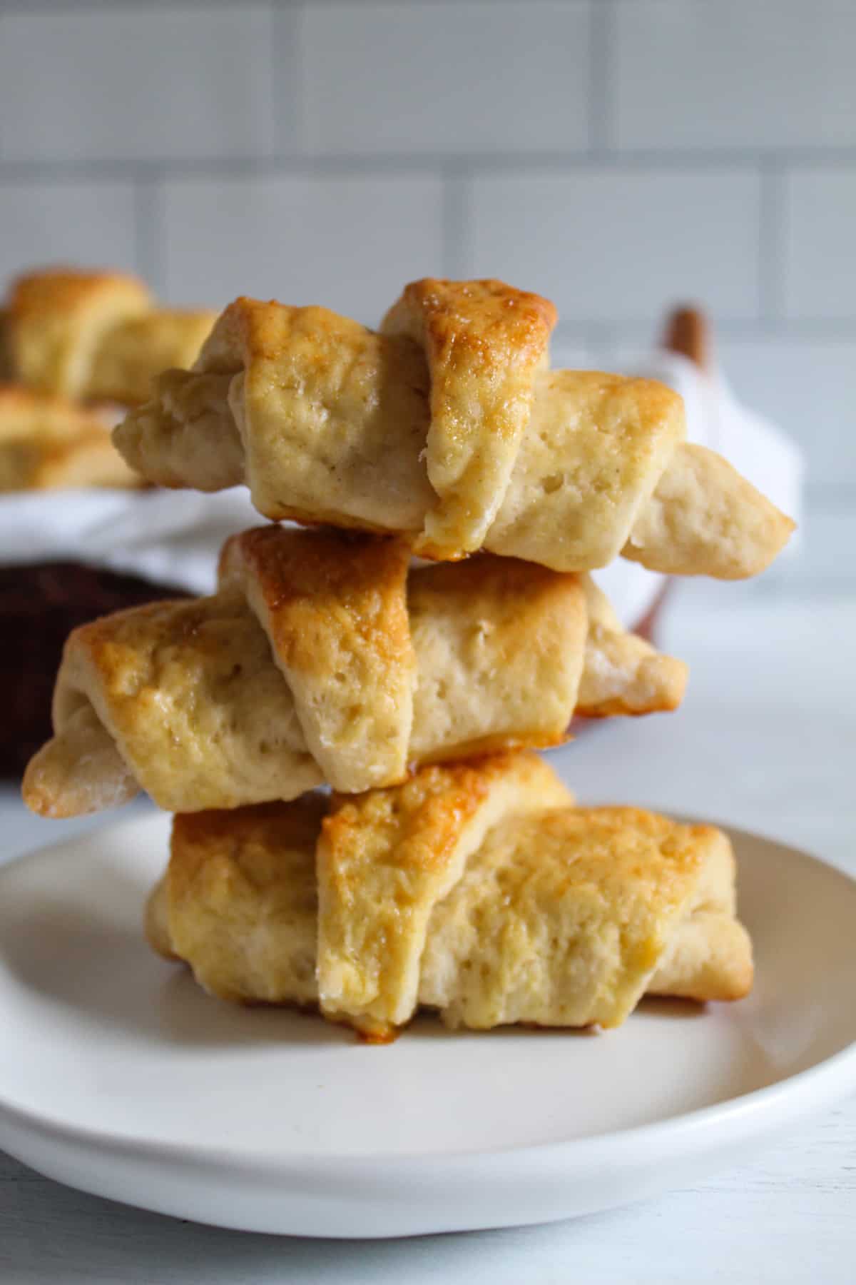 baked crescent rolls stacked